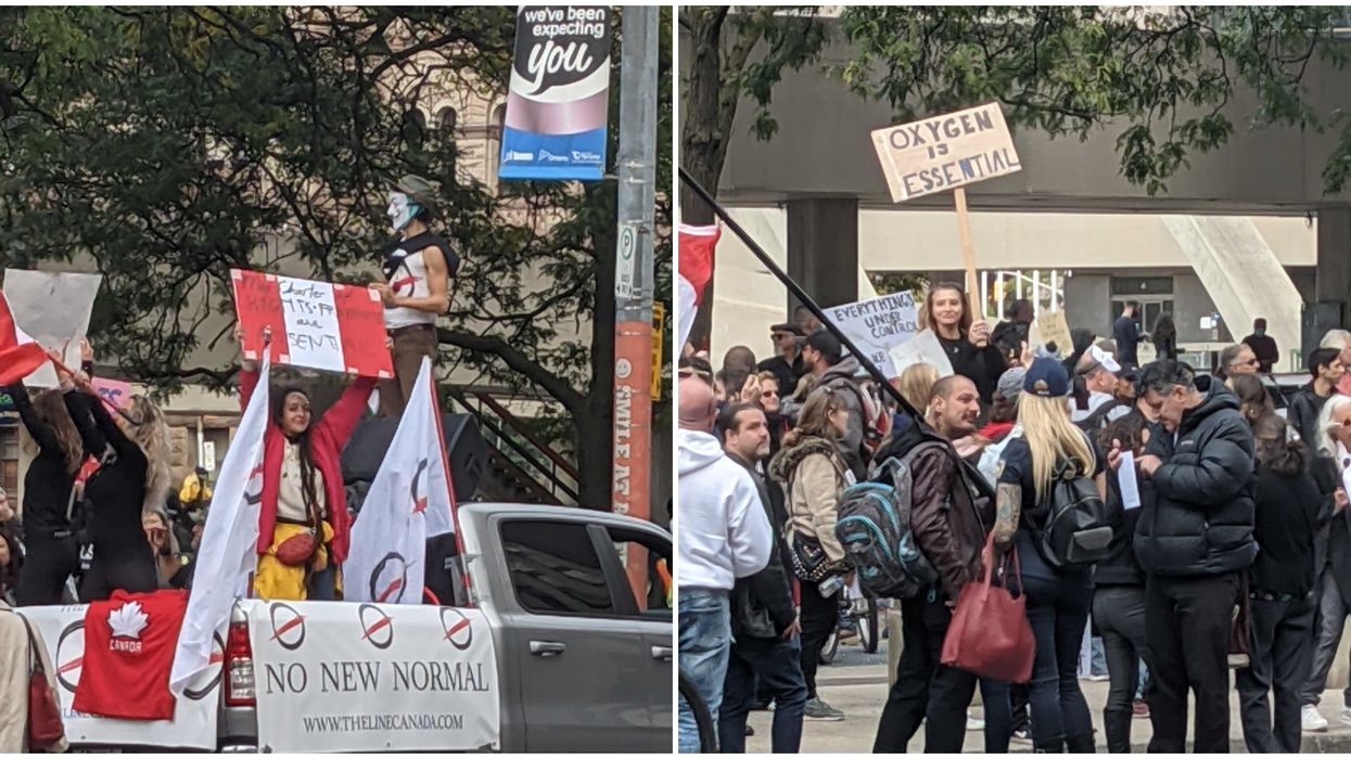 Anti-Mask Protests Are Taking Over Toronto Streets Right Now (PHOTOS)