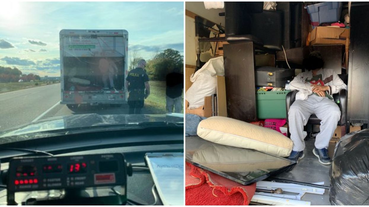 Ontario Driver Was Racing A Truck Down The 401 With A Guy Chilling In The Back (PHOTO)