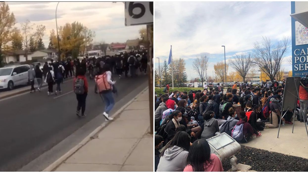 Hundreds Of Calgary Students Stormed The Police Station In An Anti-Racism Protest (VIDEO)