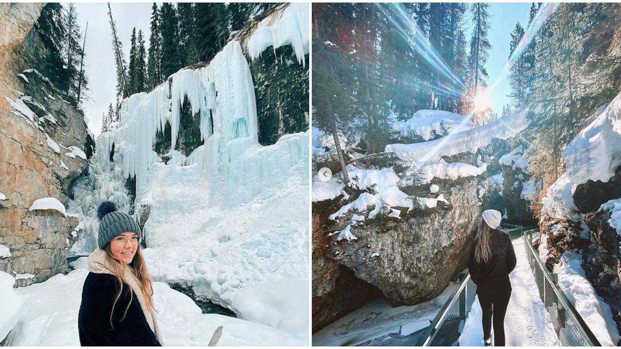 A Short Winter Hike In Alberta Leads To The Most Enchanting Frozen Canyon & Waterfall