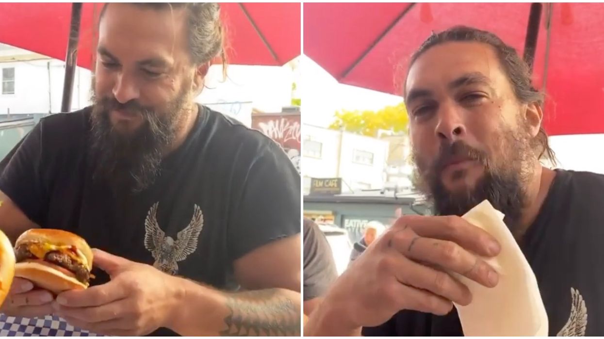 Jason Momoa Was Spotted At A Toronto Burger Joint & He Took A Dragon-Sized Bite (VIDEO)