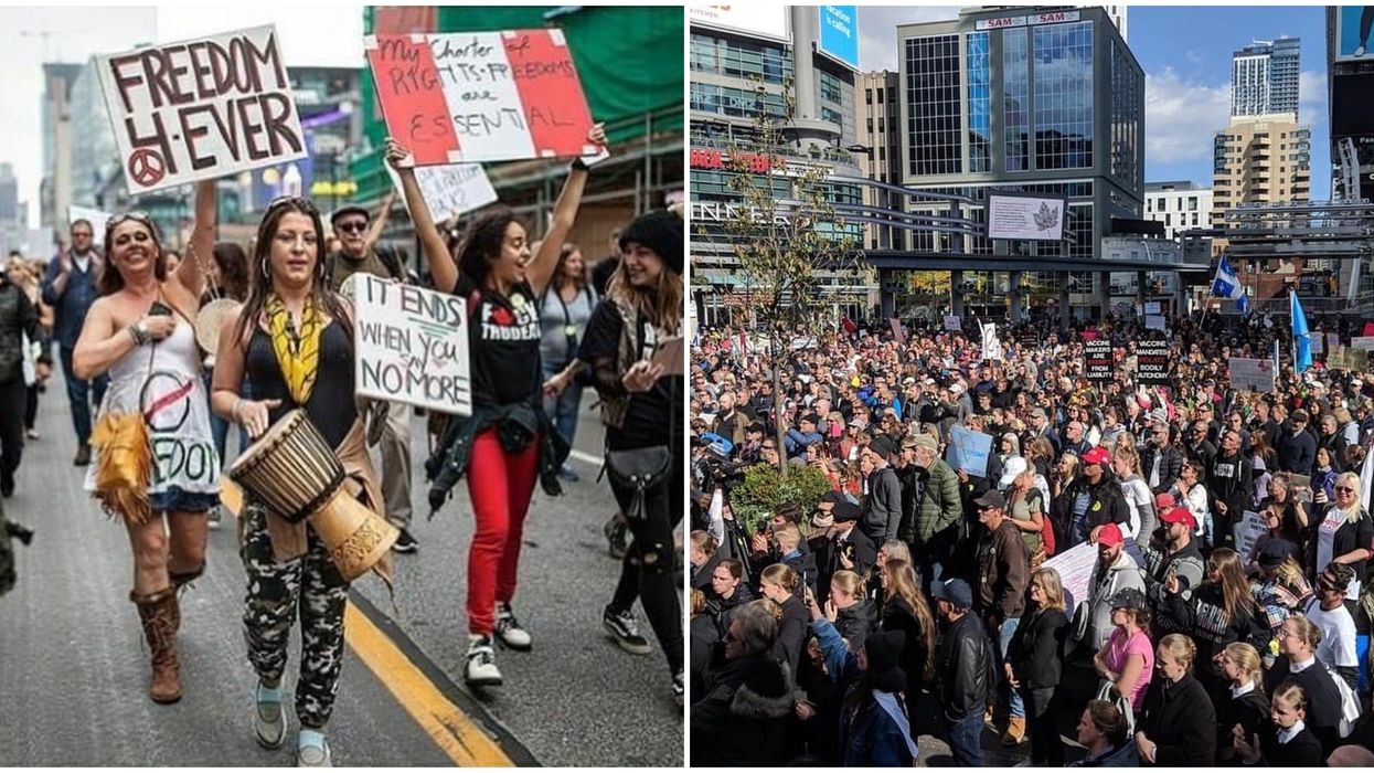 Toronto Had An Anti-Mask Protest This Weekend & Even The Grim Reaper Showed Up