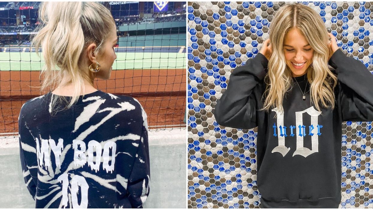 Justin Turner's Wife Is So Dodger Blue That She's Basically A One Woman Cheerleading Squad