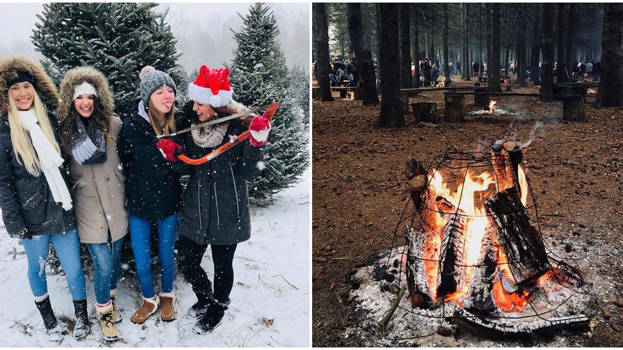 Ontario's Christmas Village Has A Snowy Forest Full Of Bonfires & You Can Toast S'mores