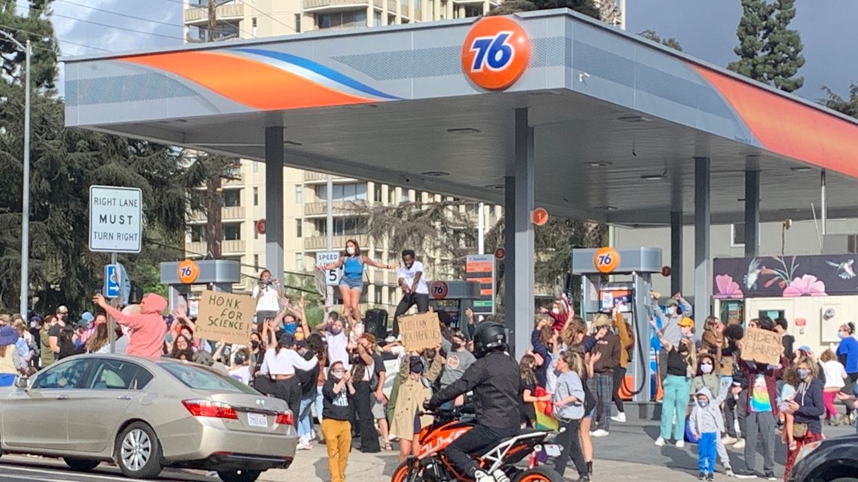 This Massive Gas Station Dance Party Was The Biggest Biden Victory Party In Los Angeles