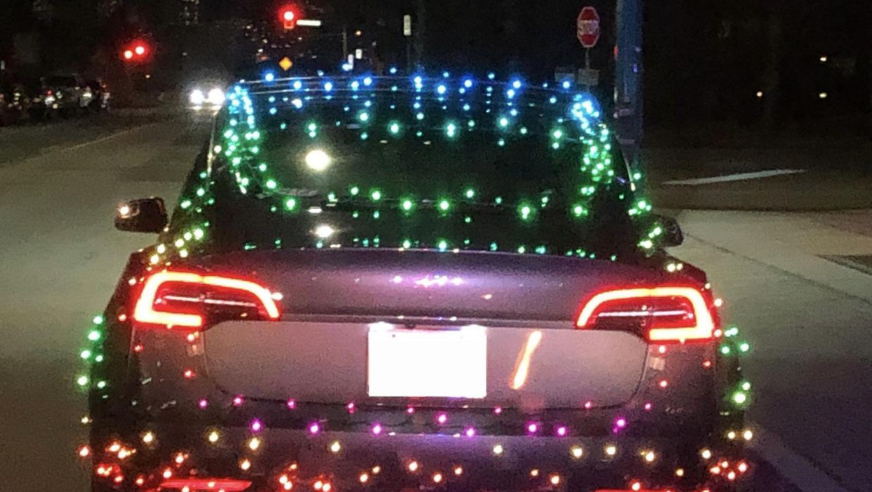 A BC Driver Duct Taped Christmas Lights All Over Their Tesla & The Police Did NOT Like It