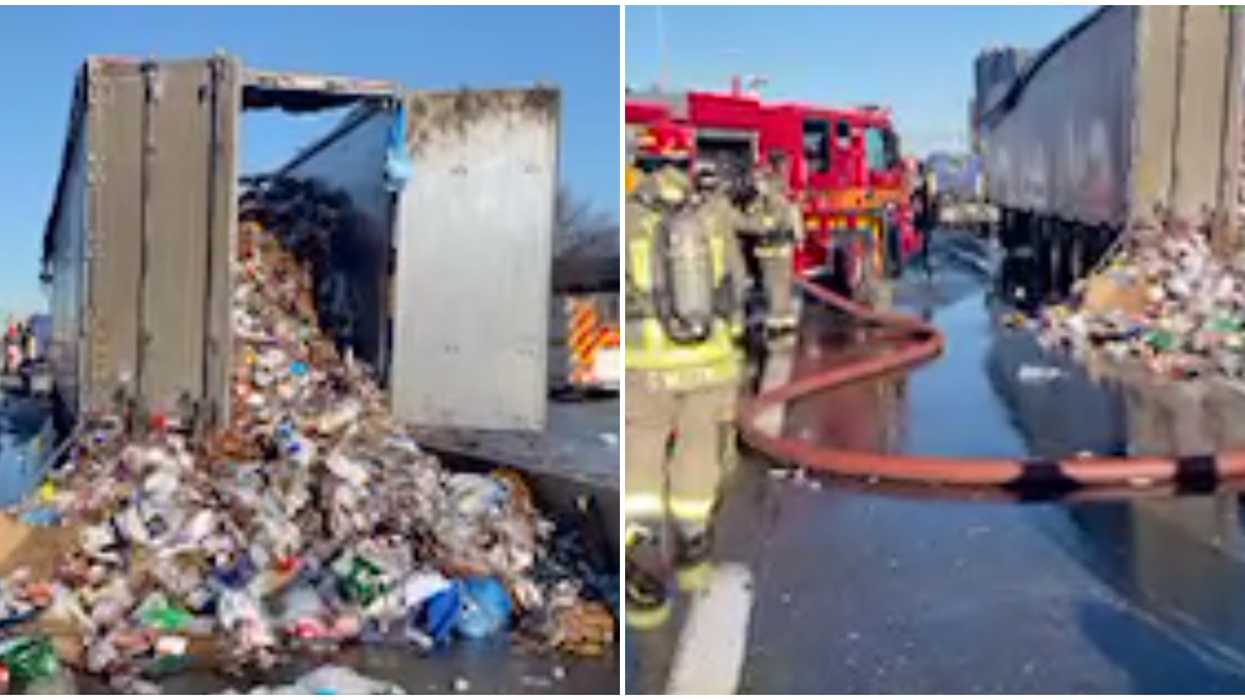 An Ontario Highway Was A Hot Mess After A Bunch Of Trash Caught Fire (PHOTOS)
