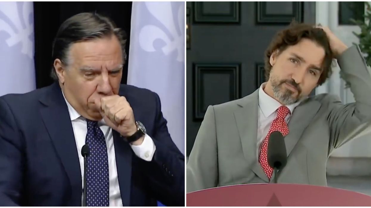 Les 11 moments les plus cocasses des conférences de presse de Legault et Trudeau en 2020