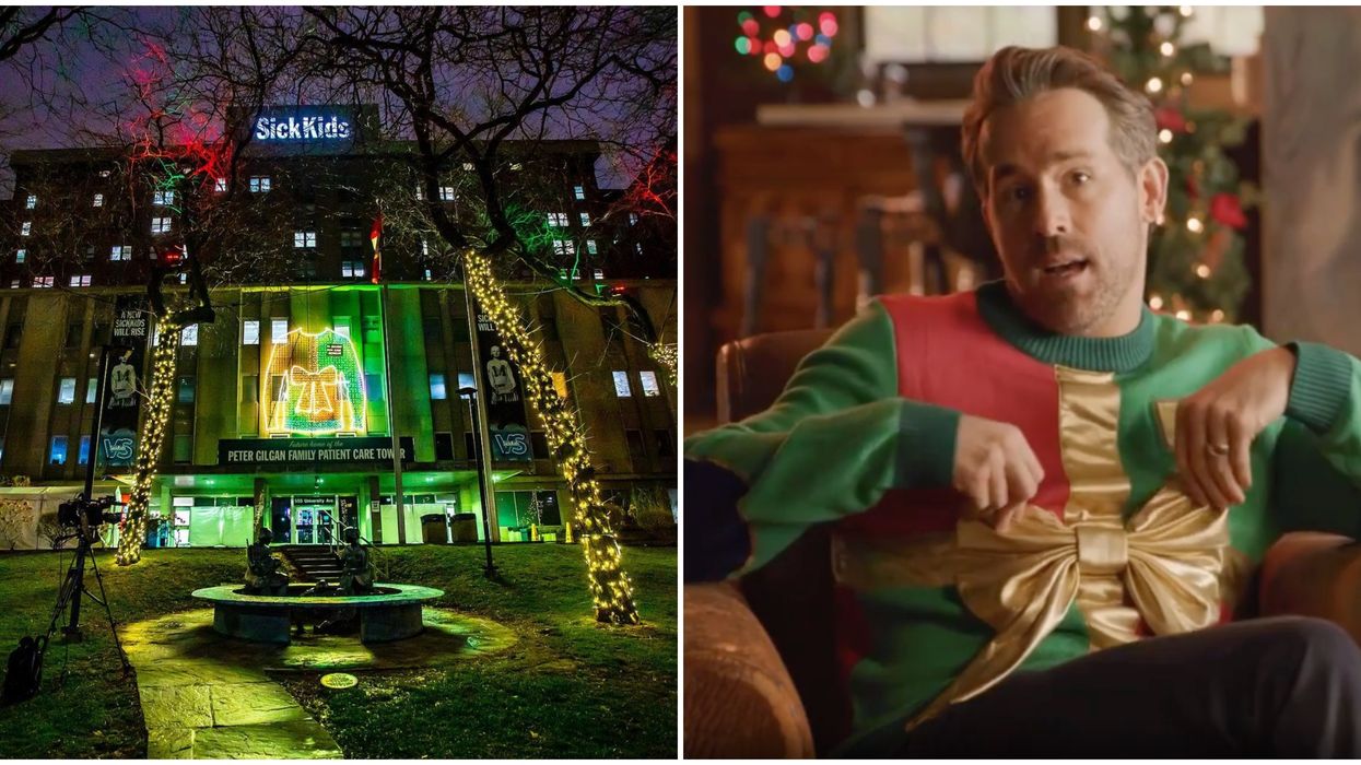 Ryan Reynolds Just Lit Up His 'Ugly' Sweater At SickKids To Raise Money For Children