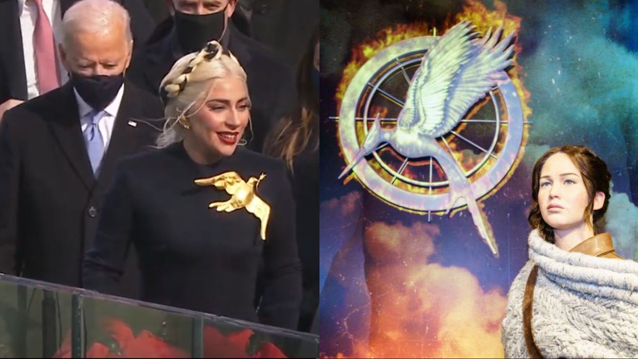 lady gaga inauguration dress hunger games Lady Gaga Looks Straight Out Of The 'Hunger Games' At The Inauguration