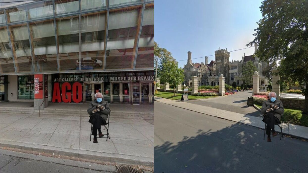Bernie Sanders & His Inauguration Mitten Memes Are Invading Our Toronto Landmarks (PHOTOS)