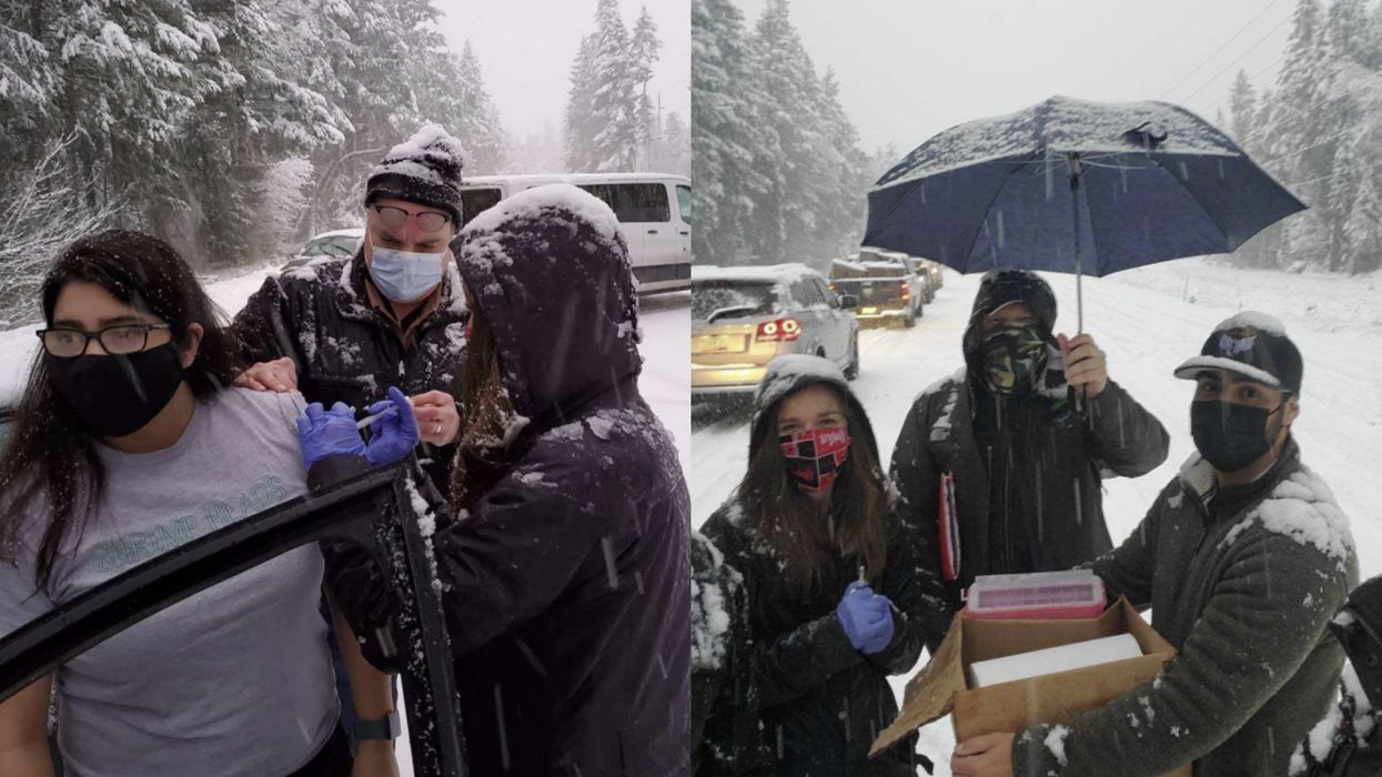 Health Care Workers Stuck In Snow Give COVID-19 Vaccine Doses To Stranded Drivers
