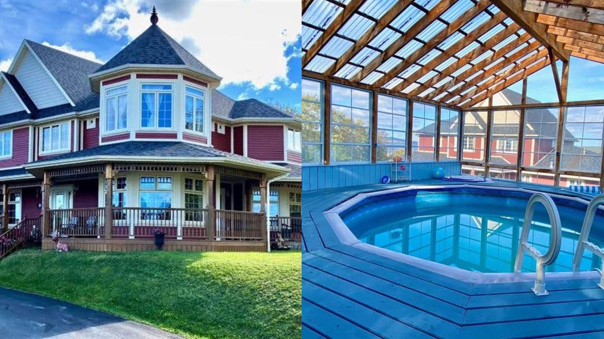 You Can Enjoy Ocean Views From The Indoor Pool Of This Mansion For Sale In Newfoundland