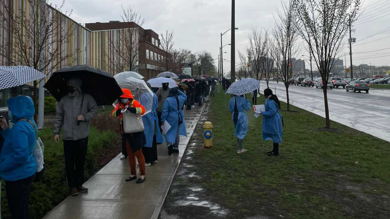 An Ontario Doctor Captured A Video Of A Line Around The Block At A Pop-Up Vaccine Site