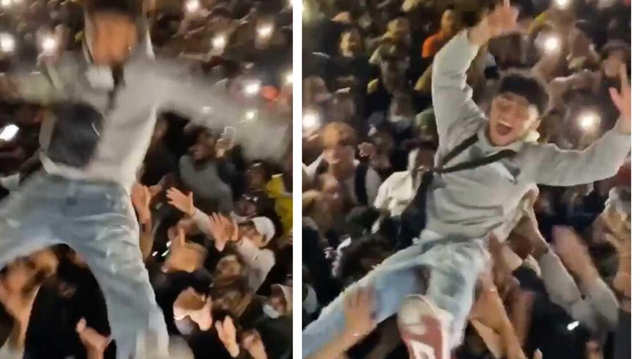 Un Montréalais fait du «body surfing» dans une foule au Vieux-Port et ça devient viral