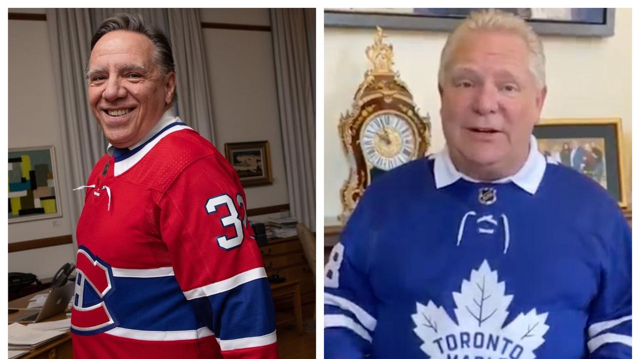François Legault nargue Doug Ford, le PM de l'Ontario, après avoir gagné un pari