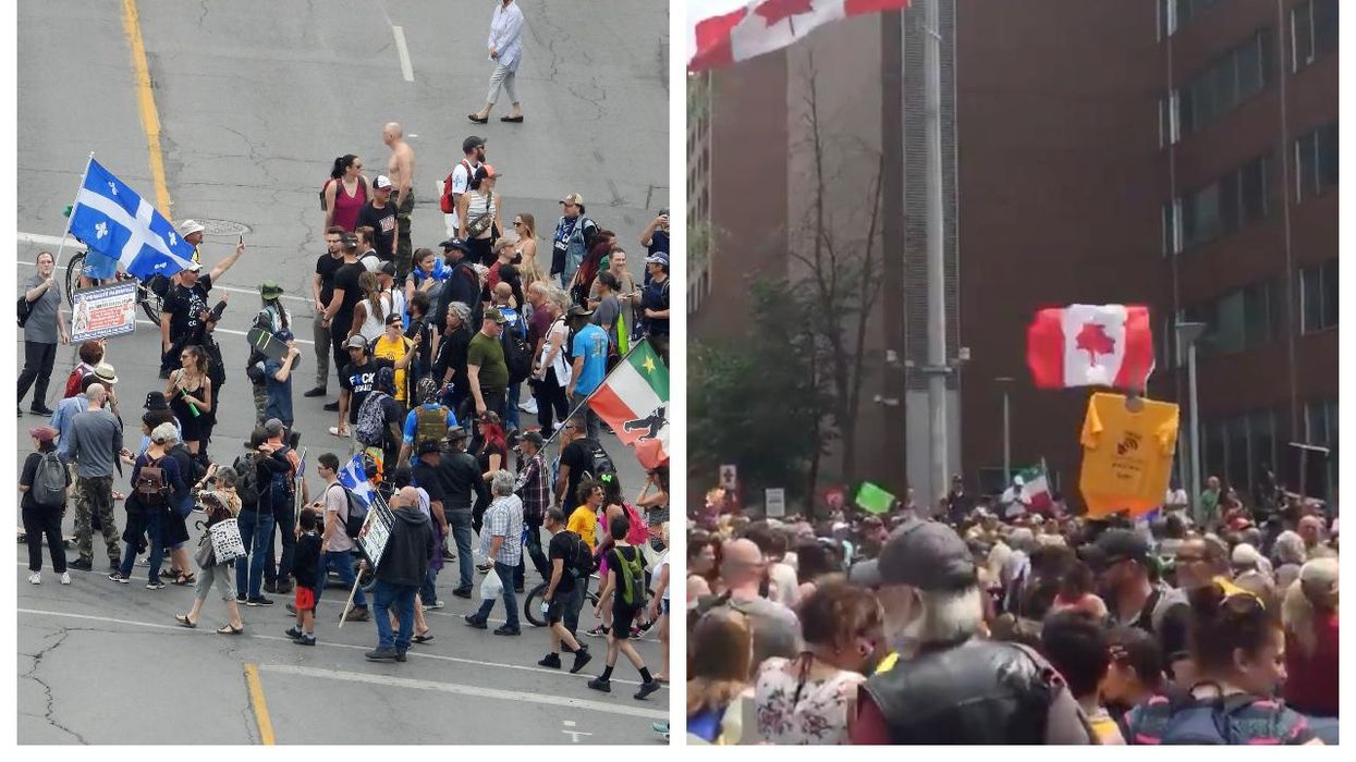 Des milliers de Québécois ont manifesté contre les mesures sanitaires à Montréal ce samedi