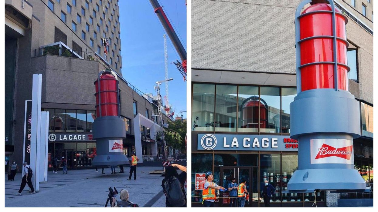 Une immense lumière rouge de 20 pieds vient d'être installée à Montréal et voici pourquoi