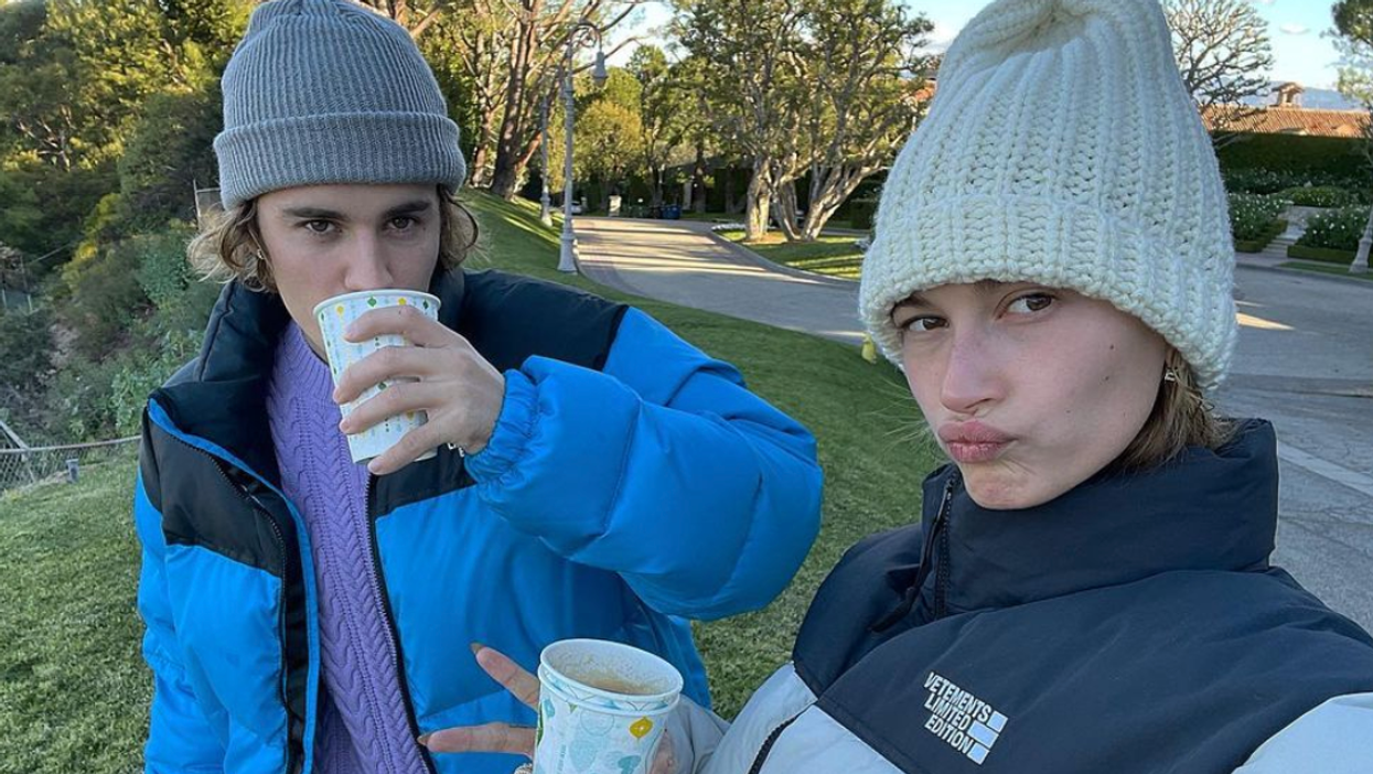Justin & Hailey Bieber Celebrate The Leafs' First Win Of The Season With Toronto
