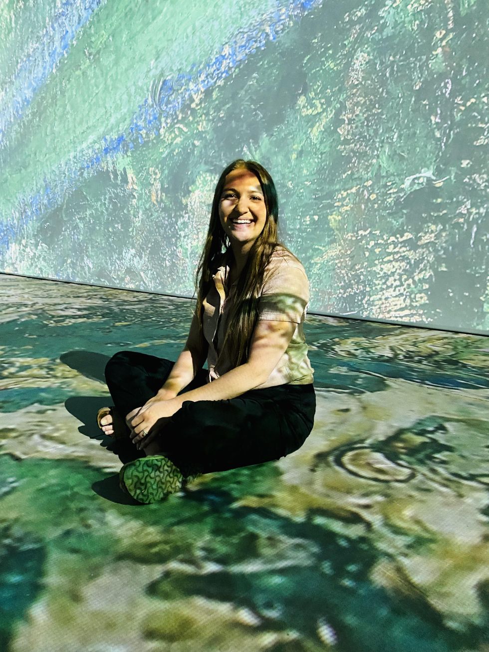 Immersive projection of water lily painting at Imagine Monet in Ottawa.