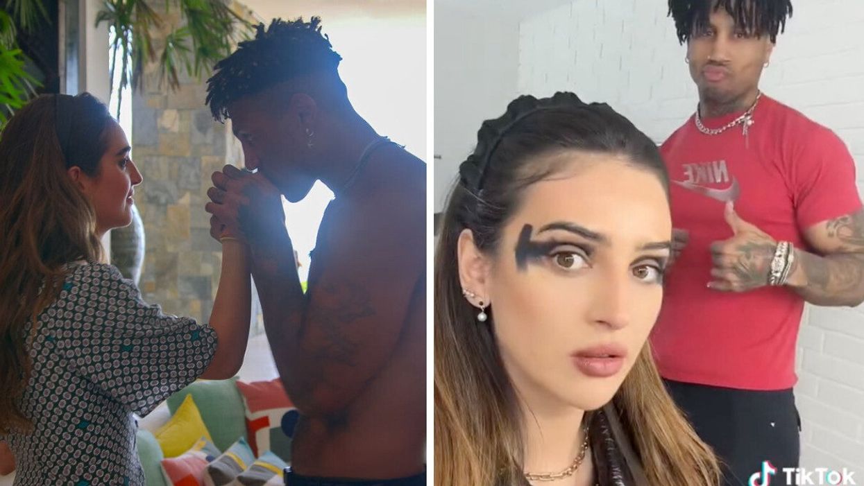 Ines Tazi and Dom Gabriel on Perfect Match. Right: Ines Tazi and Dom Gabriel in a TikTok video.