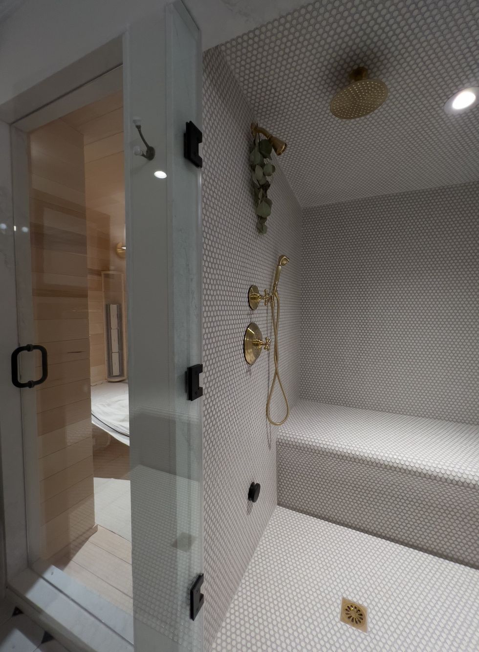 Infrared sauna and steam shower.