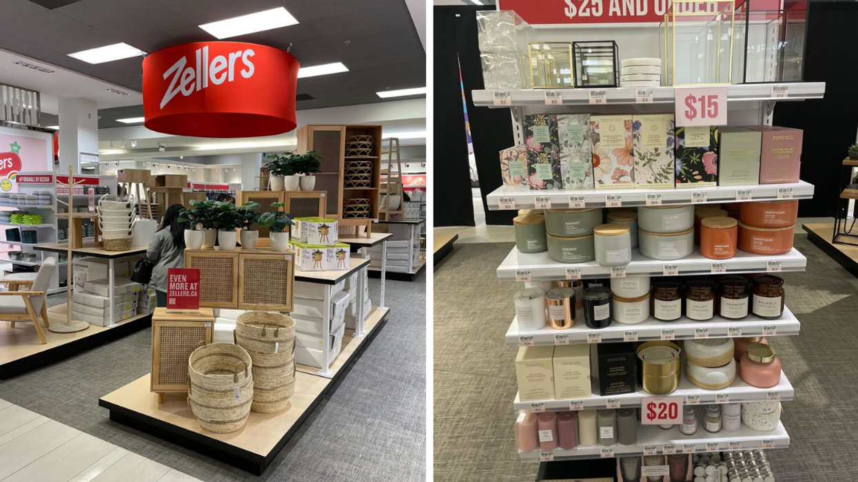 Inside a newly-opened Zellers store. Right: products available in Zellers.