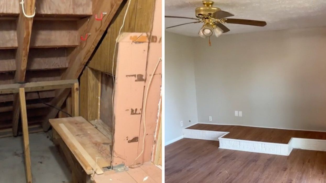 Inside a small room of the inspected house. Right: The living room of the house.