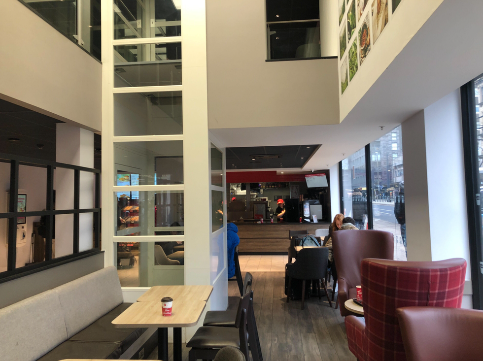 Inside a Tim Hortons shop in England.