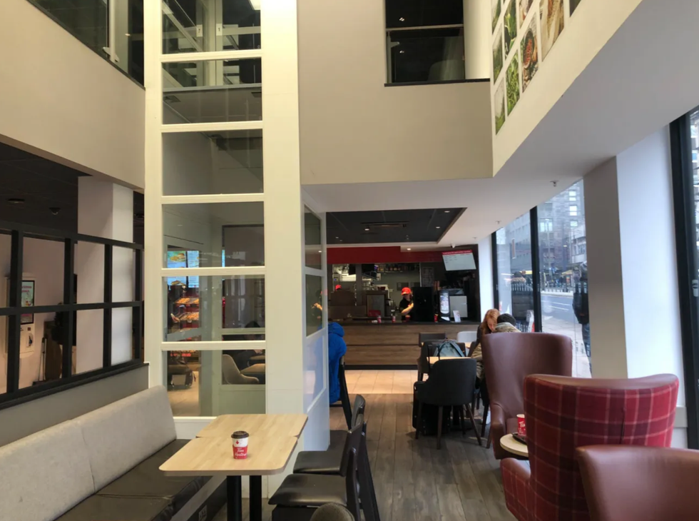 Inside a Tim Hortons shop in England.
