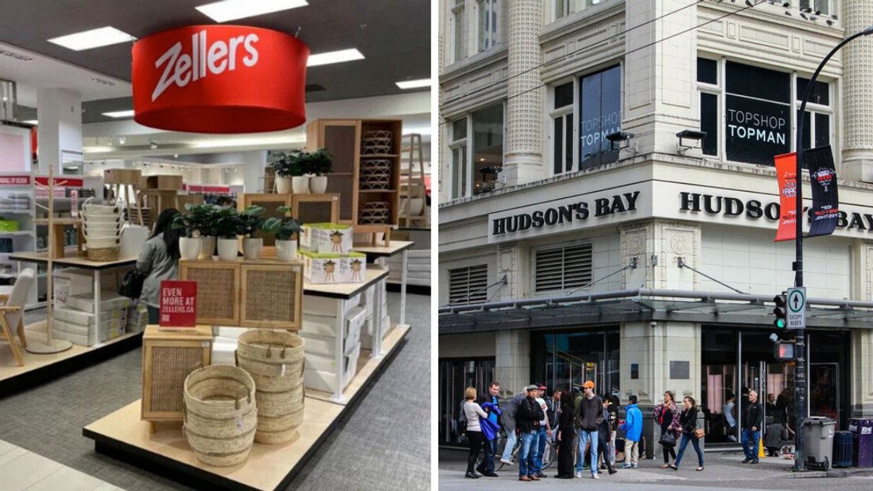 Inside a Zellers store. Right: A Hudson's Bay store in Vancouver.