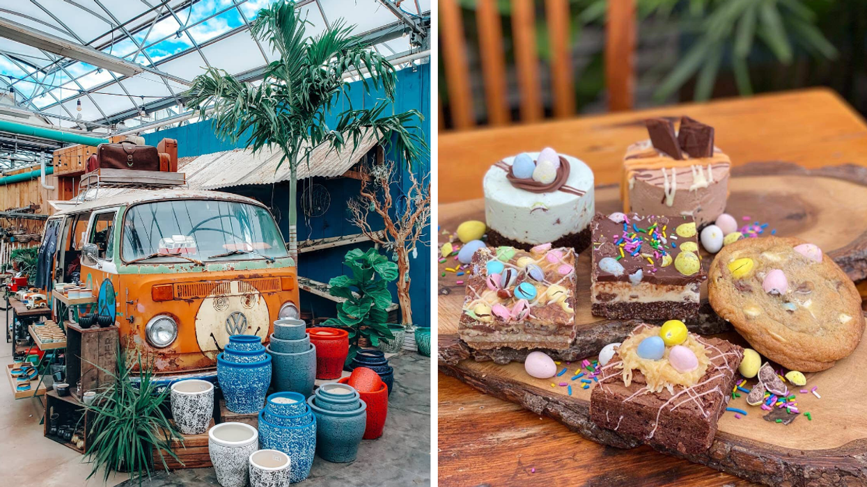 Inside The Watering Can Flower Market. Right: A display of their Mini Egg treats.