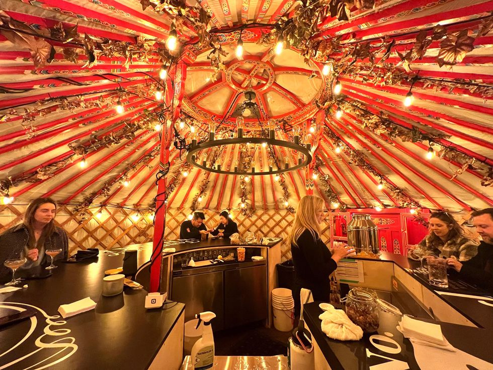 Inside the whiskey speakeasy.