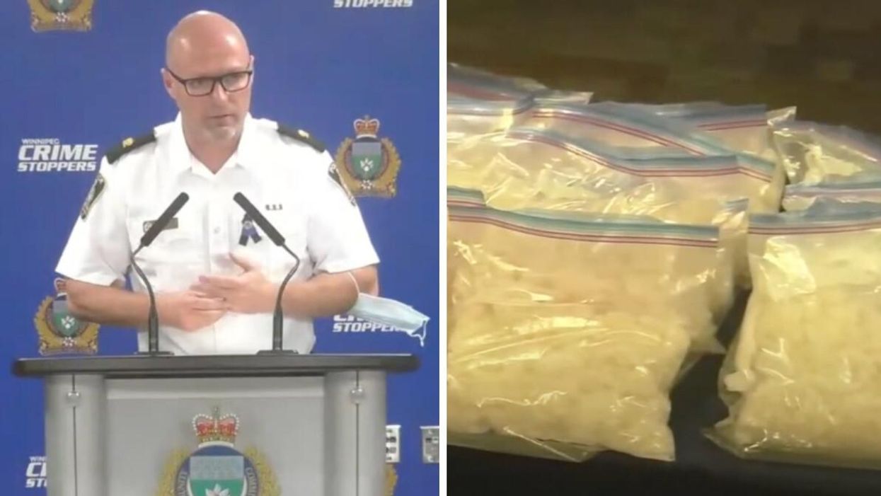 Inspector Elton Hall. Right: Some of the seized methamphetamine.