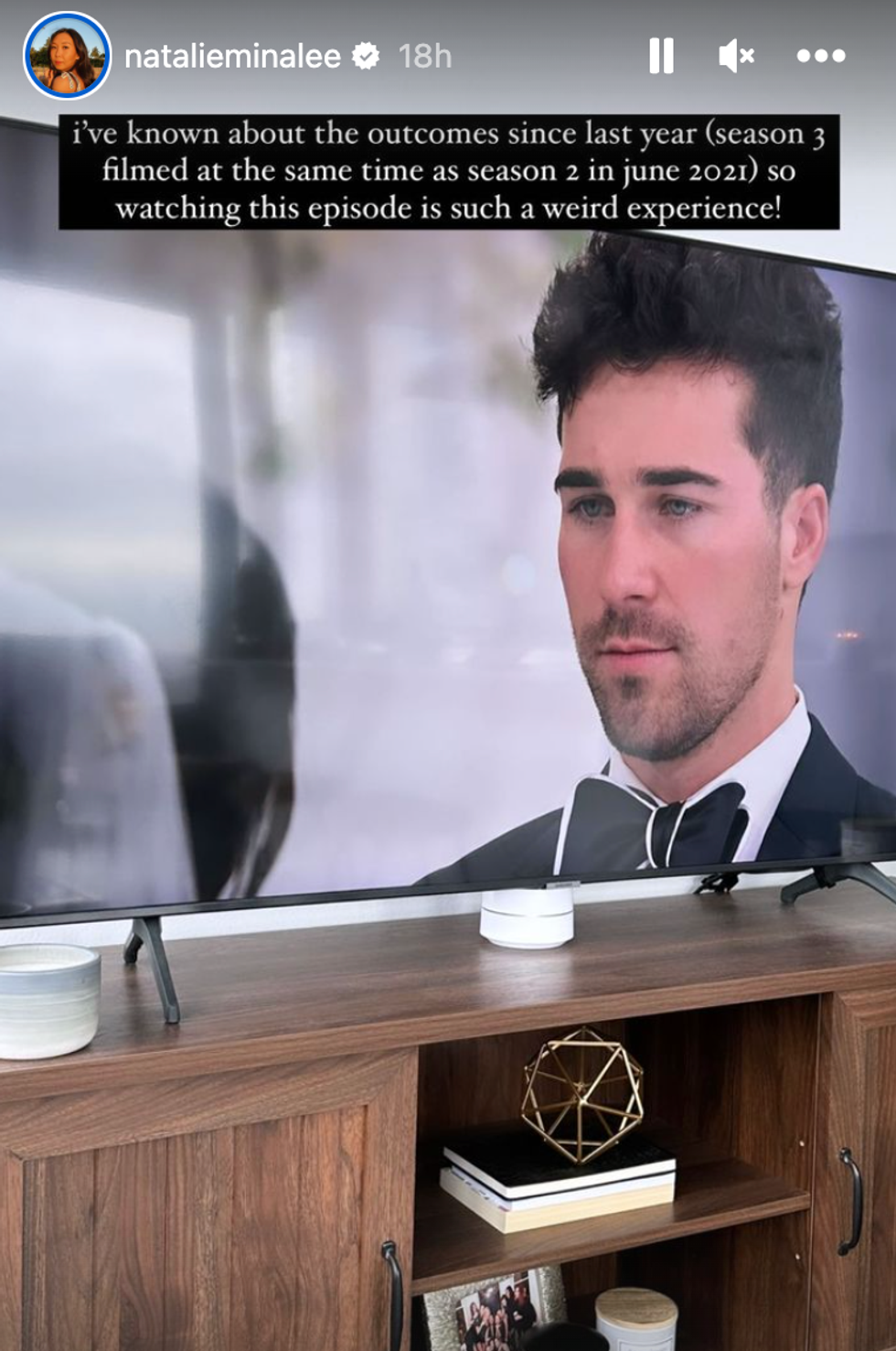 Instagram story of Natalie Lee watching Love Is Blind.