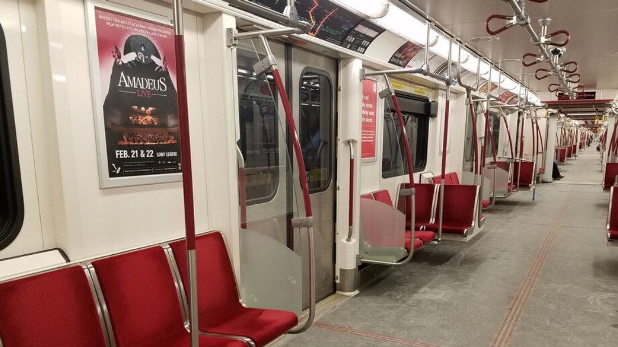 Interior of a subway car.