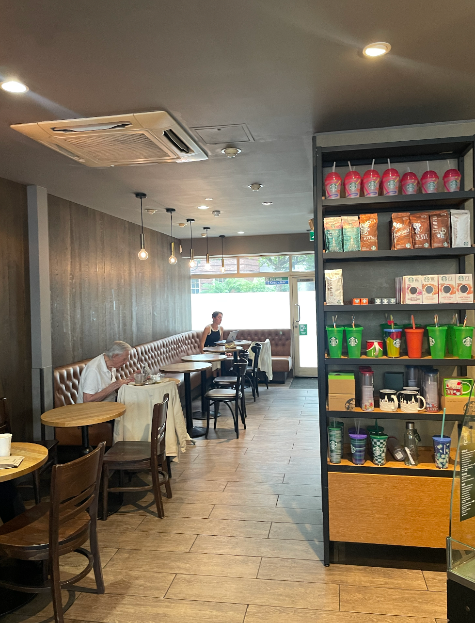 Interior of Starbucks London.