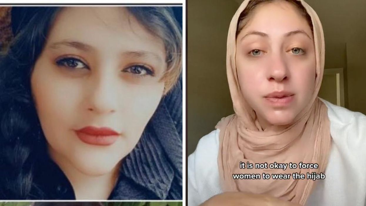 Iran's Mahsa Amini, who died in custody, Right: Viral TikToker Dr Nahla