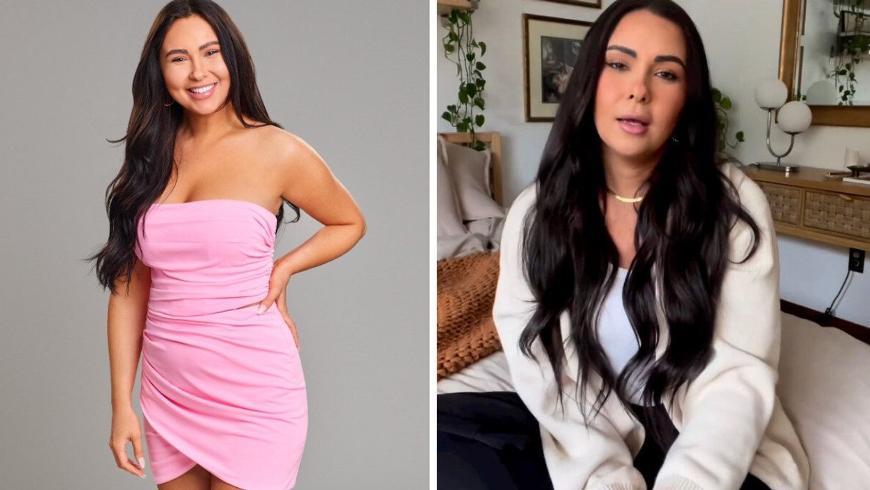 Irina Solomonova on Season 4 of 'Love Is Blind.' Right: Irina in her apology video.