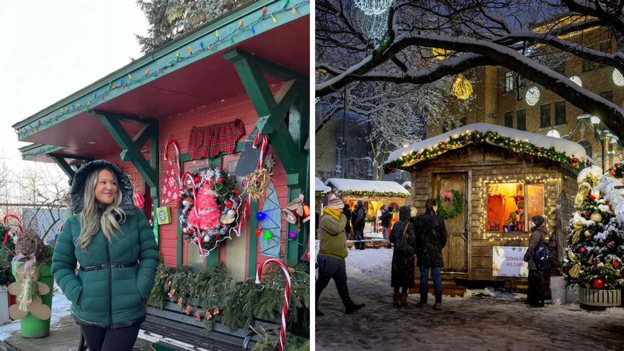 Izabelle au Marché de Noël de Laval. Droite : Le Village de Noël de Sainte-Thérèse.