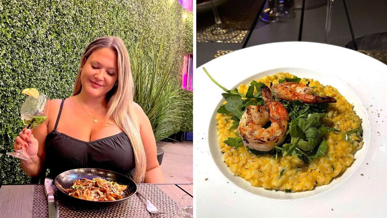 Izabelle Bee à L’Aurochs Steakhouse pour les menus pas chers de La Rentrée des chefs. Droite : Risotto de La Tomate Blanche.