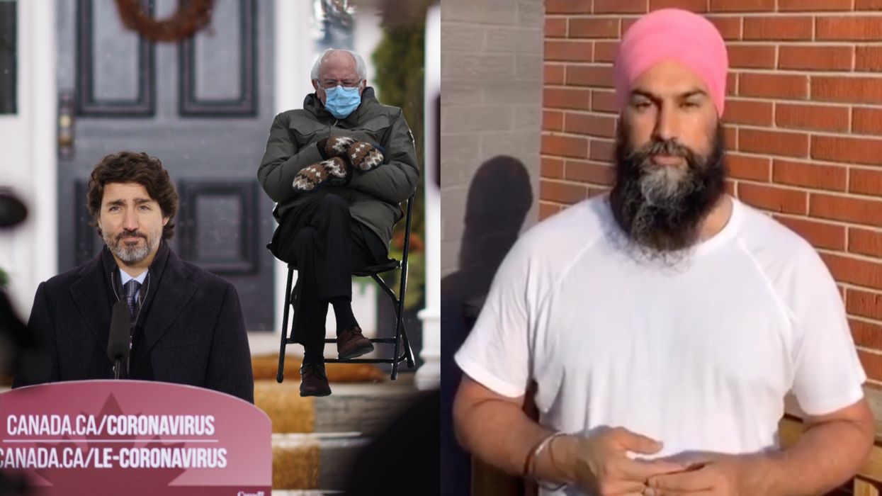 Jagmeet Singh ‘Fixed’ Trudeau’s Take On The Bernie Sanders Meme & He Got Serious