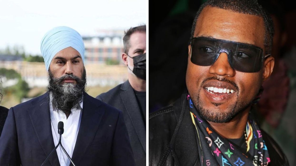 Jagmeet Singh. Right: Kanye West.