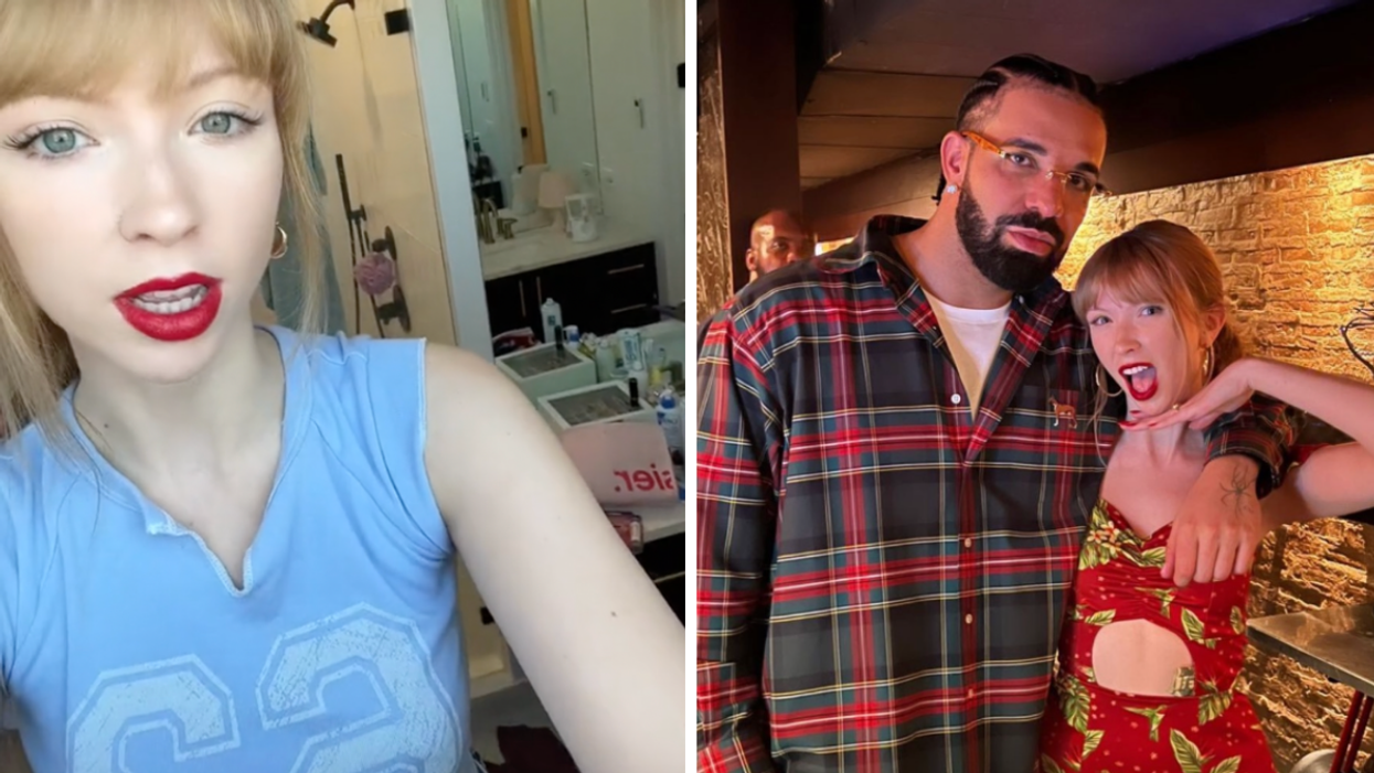 Jaime Kitt Carson. Right: Drake and Jaime Kitt Carson.