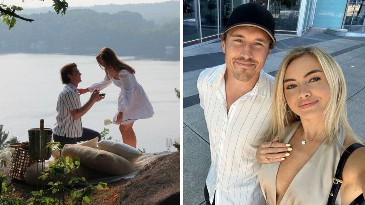 Jake Evans et Emily Flat. Droite : Brendan Gallagher et Emma Fortin.