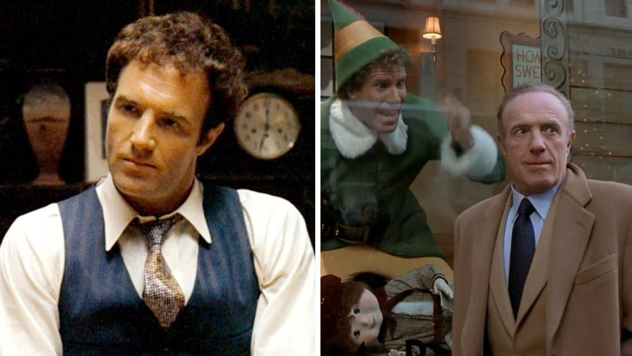 James Caan as Sonny Corleone in 'The Godfather.' Right: Will Ferrell and James Caan in 'Elf.'