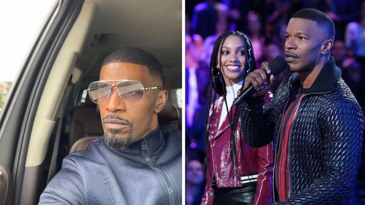 Jamie Foxx. Right: Corrine Foxx and Jamie Foxx on the show Beat Shazam.