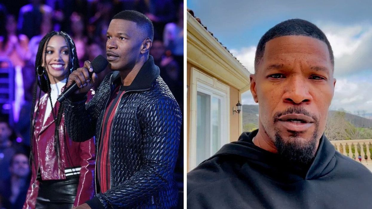 Jamie Foxx with daughter Corinne Foxx on Beat Shazam. Right: Jamie Foxx.