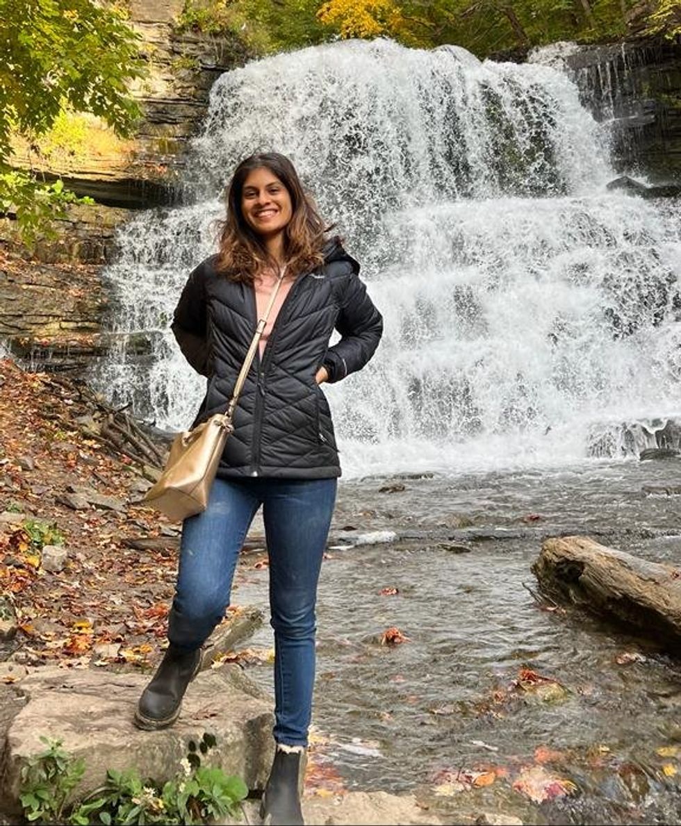 Janice Rodrigues experiencing Canada's fall for the first time.