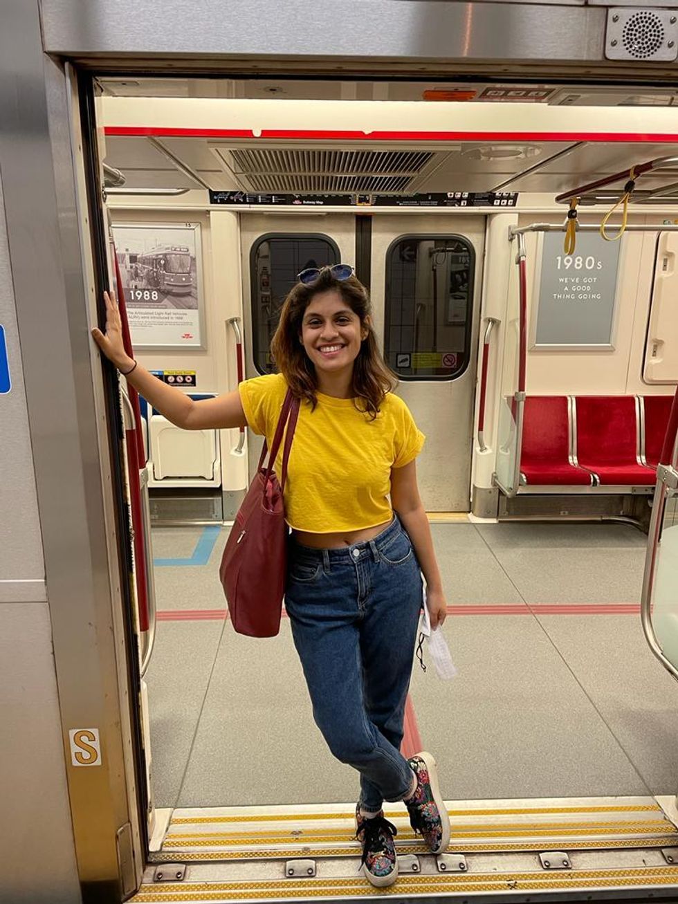 Janice Rodrigues on a TTC train.